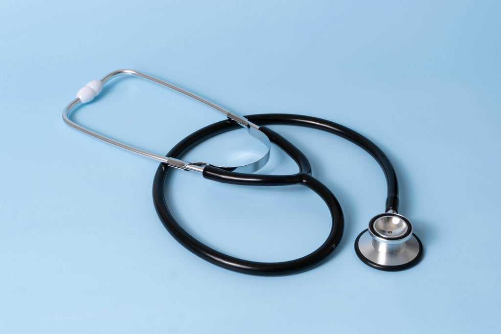 stethoscope on Blue background
