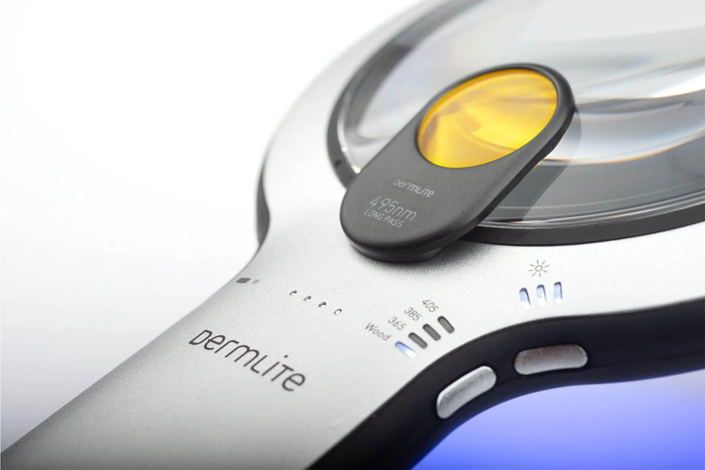Close up shot of DermLite Lumio 2 Skin Examination Device with 5 Lighting Modes